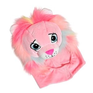 H&M Kids Hat Halloween/ Play Dress Up Costume Plush Lion Head Light Pink OS